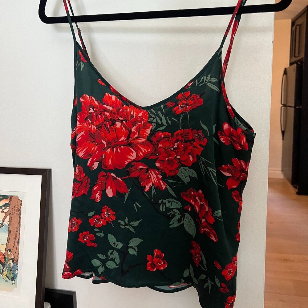 Silk Laundry dark floral print 100% silk camisole